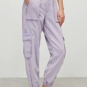 All Saints Frieda High-Rise Linen Blend Denim Pants beautiful Lavender/ Lilac